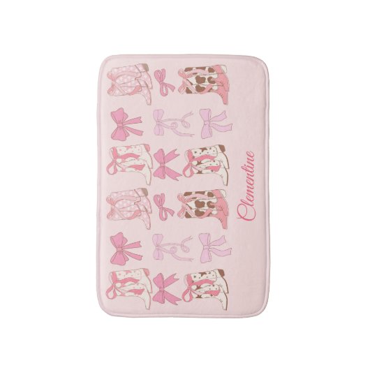 Pink Bows & Boots Personalisiert Girly Bathmat Badematte (Vorderseite Vertikal)