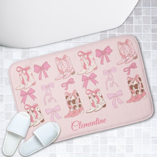 Pink Bows & Boots Personalisiert Girly Bathmat Badematte