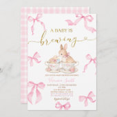 Pink Bows Bunny Tea Party Baby Shower Invitation Einladung (Vorne/Hinten)