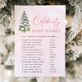 Pink Bows Christmas Tree Celebrity Baby Name Game Einladung