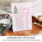 Pink Bows Christmas Tree Celebrity Baby Name Game Einladung