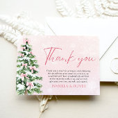 Pink Bows Christmas Tree Winter Thank you card Einladung