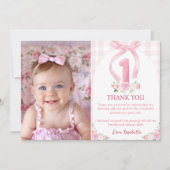 Pink Bows Coquette Geburtstag Danke Karte (Vorderseite)