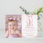 Pink Bows Coquette Geburtstag Danke Karte (Stehend Vorderseite)