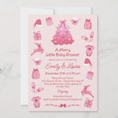 Pink Bows Coquette Merry Little Girl Baby Shower Einladung (Vorderseite)