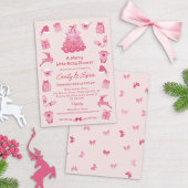 Pink Bows Coquette Merry Little Girl Baby Shower Einladung