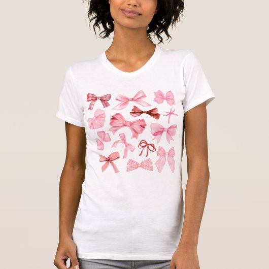Pink Bows Coquette y2k Preppy Ästhetik T-Shirt (Vorderseite)