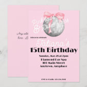Pink Bows & Disco Glows Geburtstagsfeier Einladung (Vorne/Hinten)