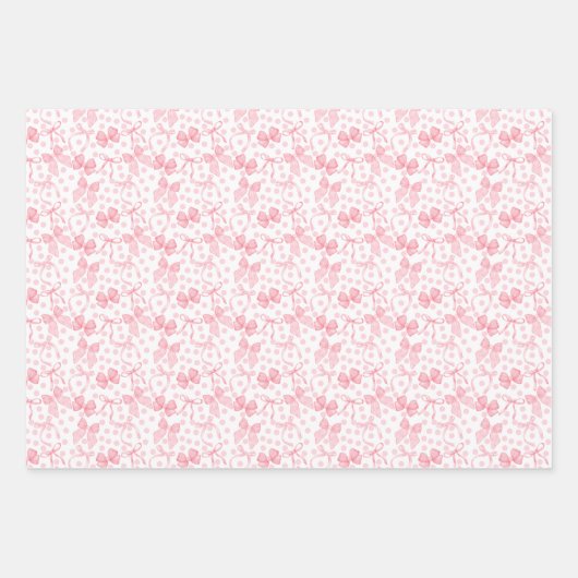 Pink Bows & Dots Geschenkpapier Set (Vorderseite 3)