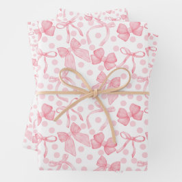 Pink Bows & Dots Geschenkpapier Set