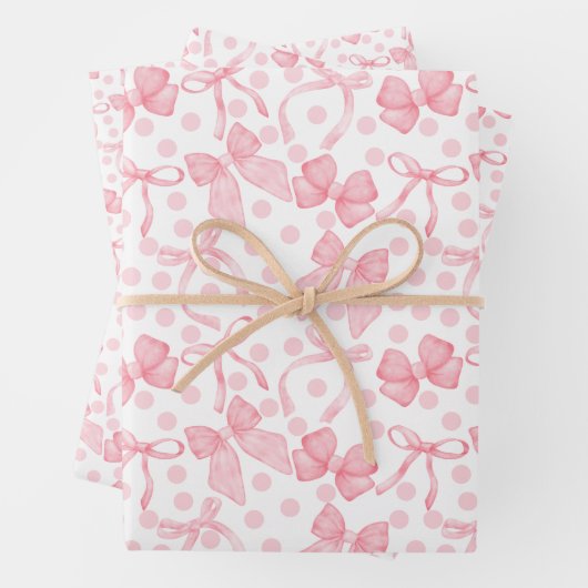 Pink Bows & Dots Geschenkpapier Set (Beispiel)
