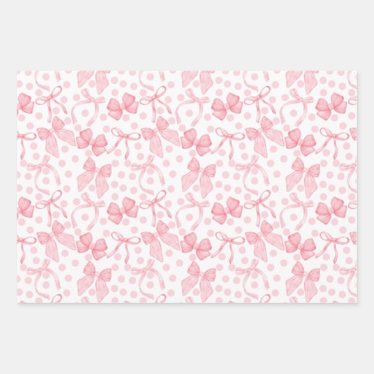 Pink Bows & Dots Geschenkpapier Set (Vorderseite)
