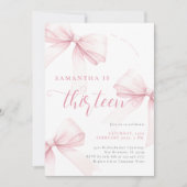 Pink Bows Dreizehn Geburtstag Einladung (Vorderseite)