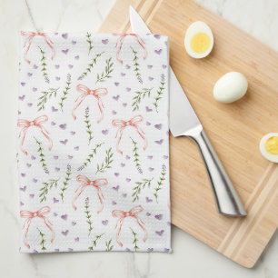 Pink Bows Floral Geburtstagsdusche Party Geschirrtuch