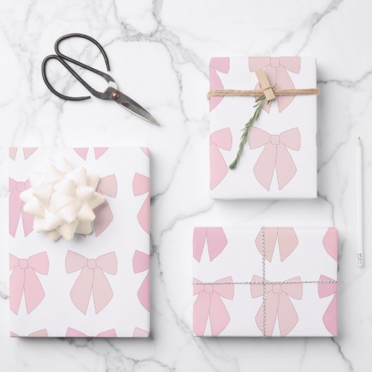 Pink Bows Geschenkpapier Set (Vorderseite)