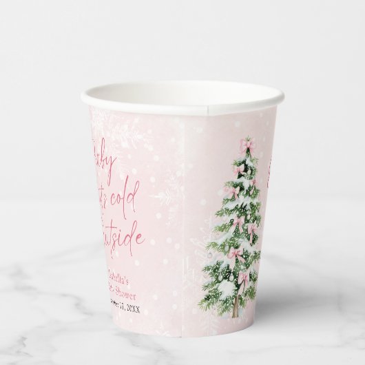 Pink Bows Girl Baby Es ist kalt draußen Babydusche Pappbecher (Rechts)