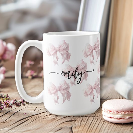 Pink Bows Girly Girly Girl mit Namen Kaffeetasse