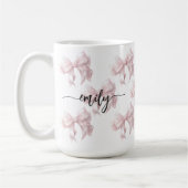Pink Bows Girly Girly Girl mit Namen Kaffeetasse (Links)