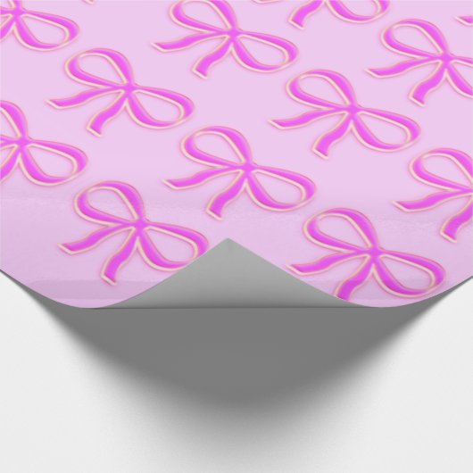 Pink Bows Glossage Wrapping Paper Geschenkpapier (Ecke)