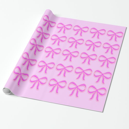 Pink Bows Glossage Wrapping Paper Geschenkpapier (Ungerollt)