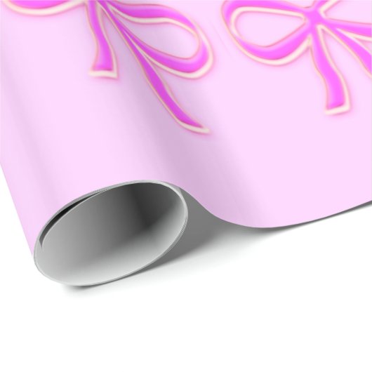Pink Bows Glossage Wrapping Paper Geschenkpapier (Rolleneckpunkt)