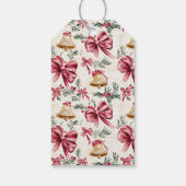 Pink Bows Gold Bells Weihnachten Geschenkanhänger (Rückseite)