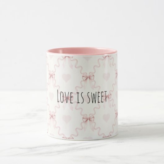 Pink Bows Hearts Sweet Love Tasse (Zentrum)