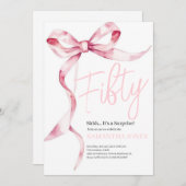 Pink Bows Moderne 50. Geburtstagsparty Einladung (Vorne/Hinten)
