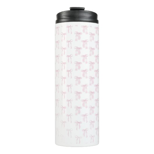 Pink Bows Muster Wasserflasche Thermosbecher (Vorderseite)