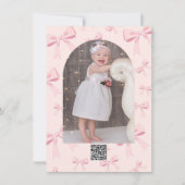 Pink Bows Niedlich Coquette Hütte Chic 1. Geburtst Einladung (Rückseite)