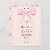 Pink Bows Niedlich Coquette Hütte Chic Baby Dusche Einladung (Vorne/Hinten)