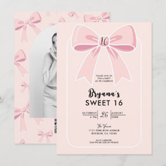 Pink Bows Niedlich Coquette Hütte Chic Sweet 16 Einladung