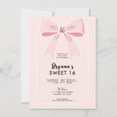 Pink Bows Niedlich Coquette Hütte Chic Sweet 16 Einladung (Vorderseite)