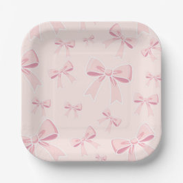 Pink Bows Niedlich Coquette Hütte Geburtstagsparty Pappteller