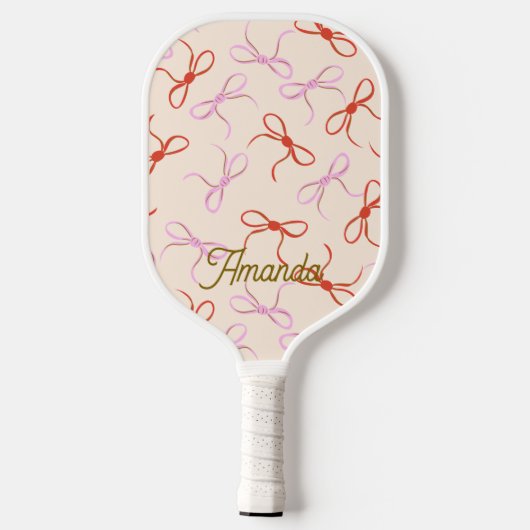 Pink Bows - Preppy Red and Pink Coquette Ästhetik Pickleball Schläger (Rückseite)