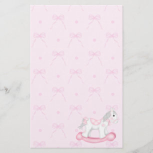 Pink Bows & Rocking Horse Stationierung Briefpapier