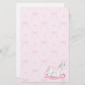 Pink Bows & Rocking Horse Stationierung Briefpapier (Vorne/Hinten)