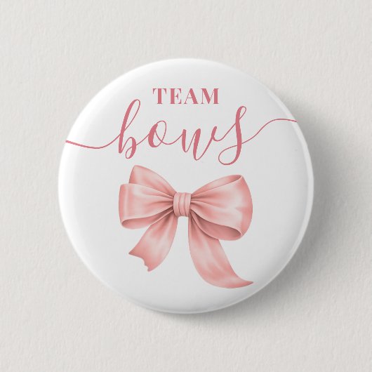 Pink Bows Team Girl Geschlechter-enthüllung Abstim Button (Vorderseite)