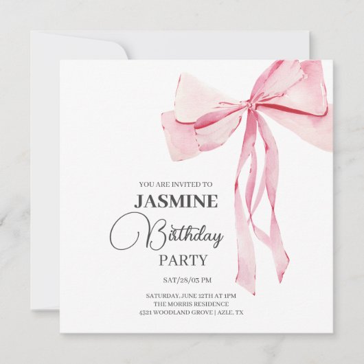 Pink Bows Trendy Girl Birthday Party Dankeskarte (Vorderseite)