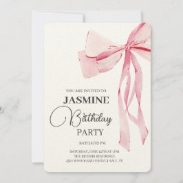Pink Bows Trendy Girl Birthday Party Einladung
