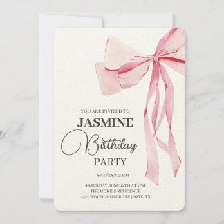 Pink Bows Trendy Girl Birthday Party Einladung