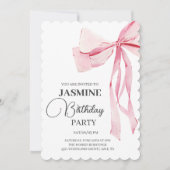 Pink Bows Trendy Girl Birthday Party Einladung (Vorderseite)