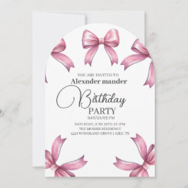 Pink Bows Trendy Girl Birthday Party Einladung