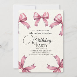 Pink Bows Trendy Girl Birthday Party Einladung