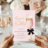Pink Bows und Bubbly Brautparty Einladung