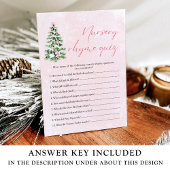 Pink Bows Weihnachts-Kinderzimmer Rhyme Quiz Kinde Einladung