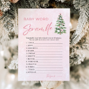 Pink Bows Weihnachtsbaum Baby Word Scramble Game Einladung