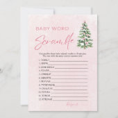 Pink Bows Weihnachtsbaum Baby Word Scramble Game Einladung (Vorderseite)