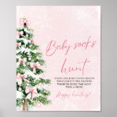 Pink Bows Weihnachtsbaum Babysocken Jagd Spiel Poster (Vorne)