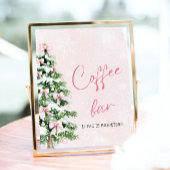 Pink Bows Weihnachtsbaum Snowflake Kaffee Bar Sign Poster